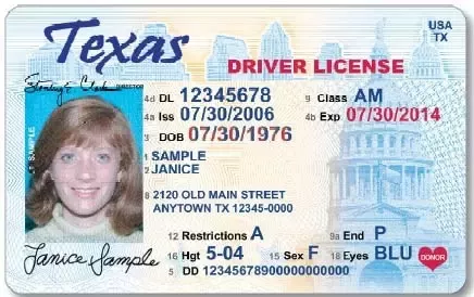 Texas drivers license format